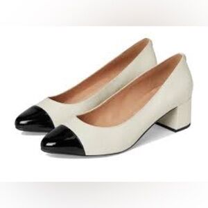 🖤🤍 Cole Haan The Go-To Block Heel Pumps, Cream & Black Cap-Toe, Size 7